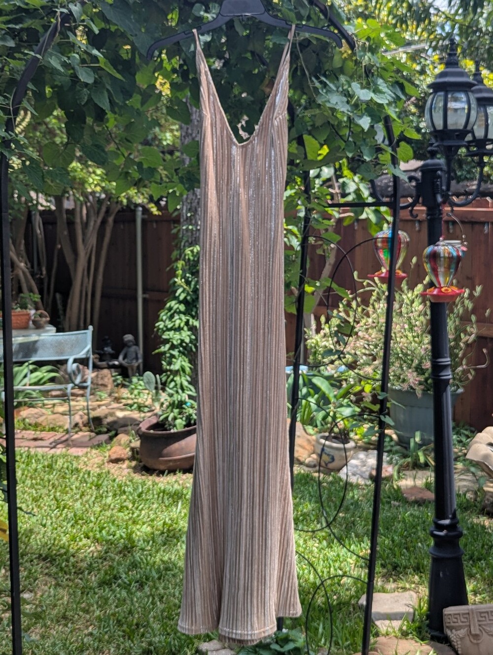 Forever 21 Nude-Beige Metallic Maxi Dress